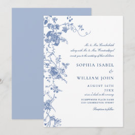 Invitación Boda Floral del Jardín Francés Azul de Victoria