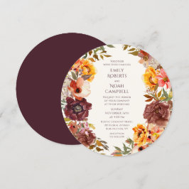 Invitación Boda floral del Naranja de ciruelas rusticas de ot