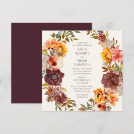 Invitación Boda floral del Naranja de ciruelas rusticas de ot