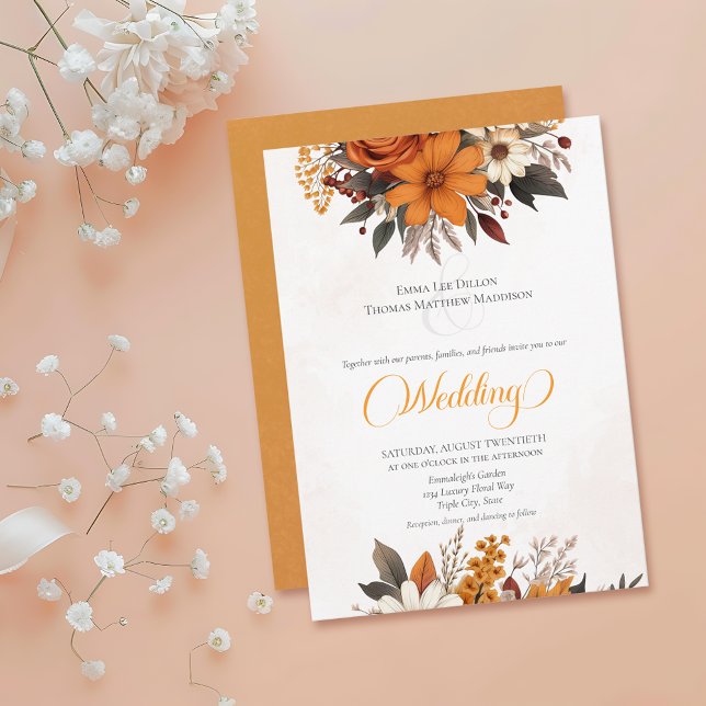 Invitación Boda floral del otoño de Sunset (Subido por el creador)