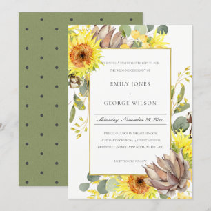 Invitación Boda FLORAL DEL PINO EUCALÍPTUS RUSTIC SUNFLOWER