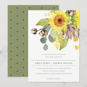 Invitación Boda FLORAL DEL PINO EUCALÍPTUS RUSTIC SUNFLOWER