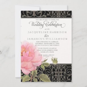 Invitación Boda floral del sur Peonies rosados en cerca de hi