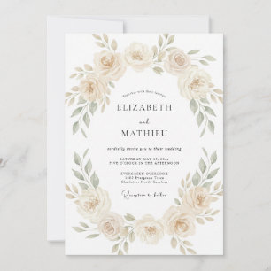 Invitación Boda floral delicada de champán