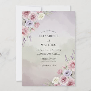 Invitación Boda floral delicada de color malva