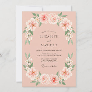 Invitación Boda floral delicada de salmón de primavera
