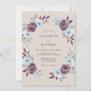 Invitación Boda floral delicada rosa polvorienta