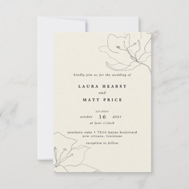 Invitación Boda floral Delicado Moderno con cáscara de huevo  (Anverso)