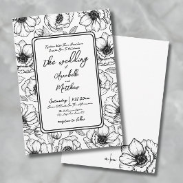 Invitación Boda floral dibujada a mano
