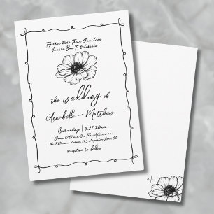 Invitación Boda Floral Dibujada a Mano
