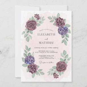 Invitación Boda floral divina de Borgoña