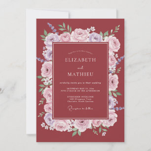 Invitación Boda floral divina Marsala