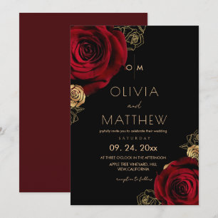Invitación Boda floral divina rosa de Borgoña moderna