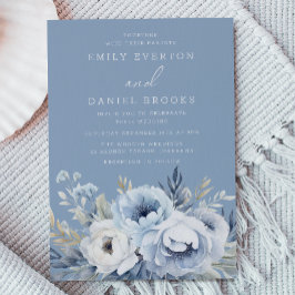 Invitación Boda floral divino azul espléndido
