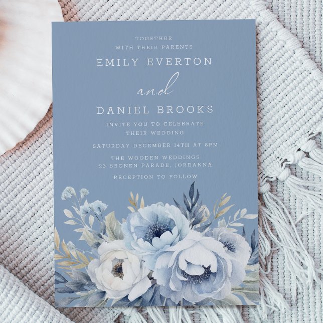 Invitación Boda floral divino azul espléndido (Subido por el creador)