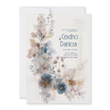 Boda Floral Dorada Acuarela Terracota Azul