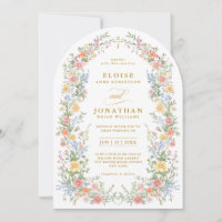 Boda floral dorada de arco ornamental pastel suave