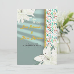 Invitación Boda Floral Dorada Elegante