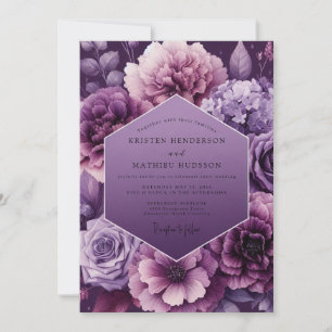 Invitación Boda floral dramática de ciruela