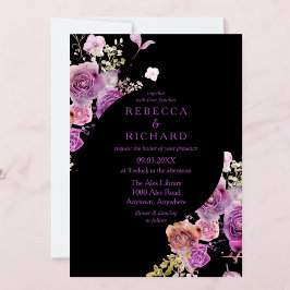 Invitación Boda floral dramático y púrpura