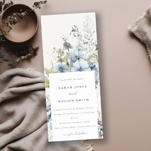 Invitación Boda Floral Dusky Blue Watercolor Cottage