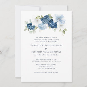 Invitación Boda Floral Dusty Blue Bloom