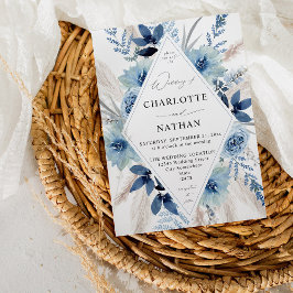 Invitación Boda Floral Dusty Blue Boho