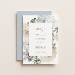 Invitación Boda Floral Dusty Blue Garden