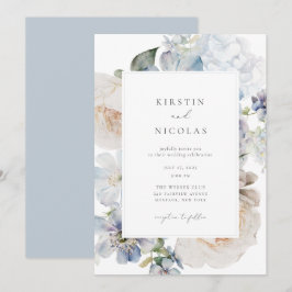 Invitación Boda Floral Dusty Blue Garden