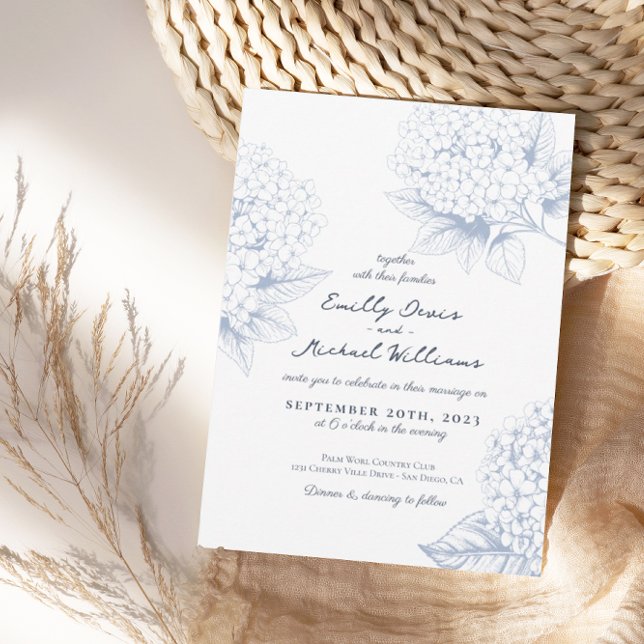 Invitación Boda floral Dusty Blue Hydrangea (Subido por el creador)