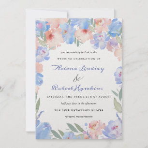 Invitación Boda Floral Dusty Blue Pink