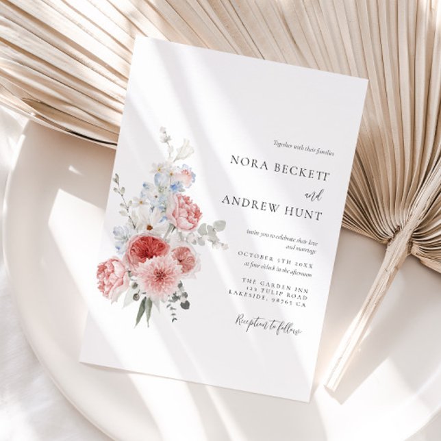 Invitación Boda floral Dusty Blue Rubor (Subido por el creador)