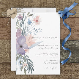 Invitación Boda Floral Dusty Purple y Blue Boho