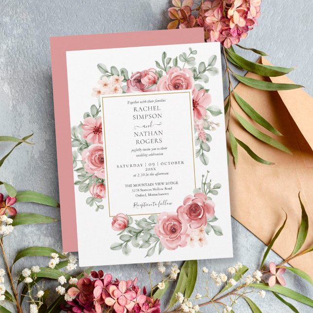 Invitación Boda Floral Dusty Rose Gold (Subido por el creador)