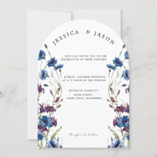 Invitación Boda floral Dusty Royal Blue Purple Bloom