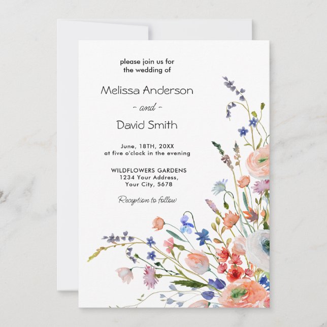 Invitación Boda floral elegante (Anverso)