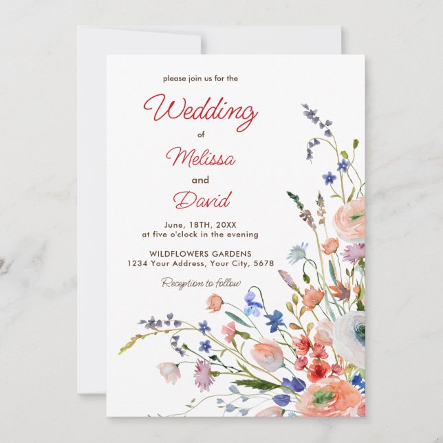 Invitación Boda floral elegante (Anverso)