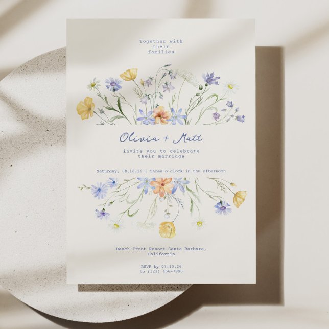 Invitación Boda Floral Elegante (Wildflower Wedding Invitation, Elegant Floral Wedding Invite, Rustic Garden Wedding Invitation, Roma)