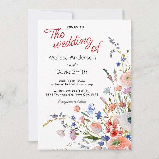 Invitación Boda floral elegante (Anverso)