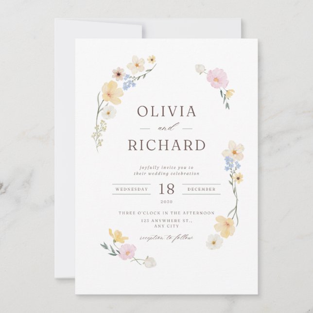 Invitación Boda Floral Elegante  (Anverso)