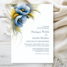 Boda floral elegante azul y amarillo