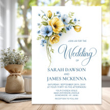 Boda floral elegante azul y amarillo