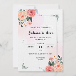 Invitación Boda floral elegante blanco y rosa