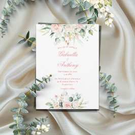 Invitación Boda Floral Elegante Boda de guión de Moda rosa