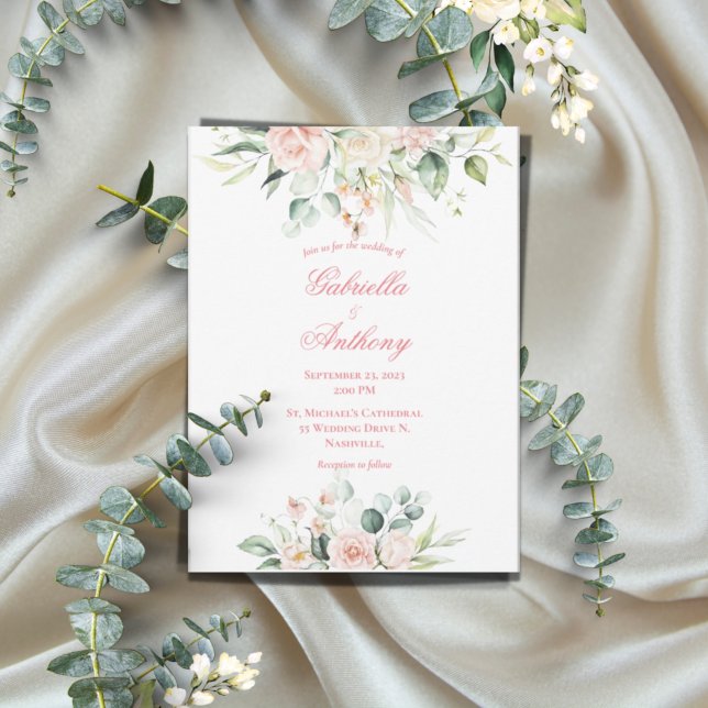 Invitación Boda Floral Elegante Boda de guión de Moda rosa (Subido por el creador)