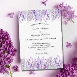 Invitación Boda floral elegante con acuarela de lavanda