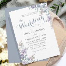Boda floral elegante con acuarela en azul polvorie
