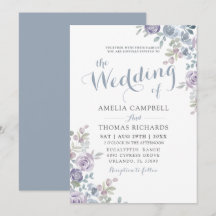 Boda floral elegante con acuarela en azul polvorie