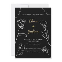 Boda floral elegante con mano alzada negra y tempe