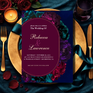 Invitación Boda floral elegante con tonos de joya